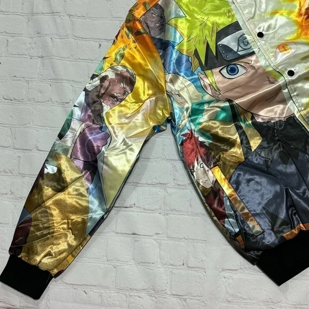 REASON CLOTHING BRAND X NARUTO SHIPPUDEN explosion satin Puffer Bomber jacket